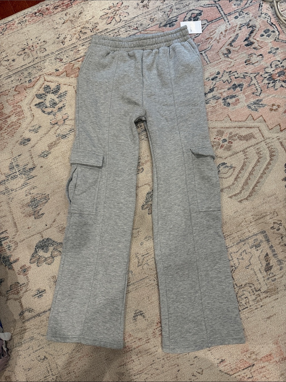 Forever 21 Gray Wide-Leg Cargo Knit Pants